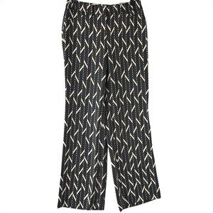 Chicos Wide Leg Pants Womens 00 XS Black Tan Miter Print Stretch Career New